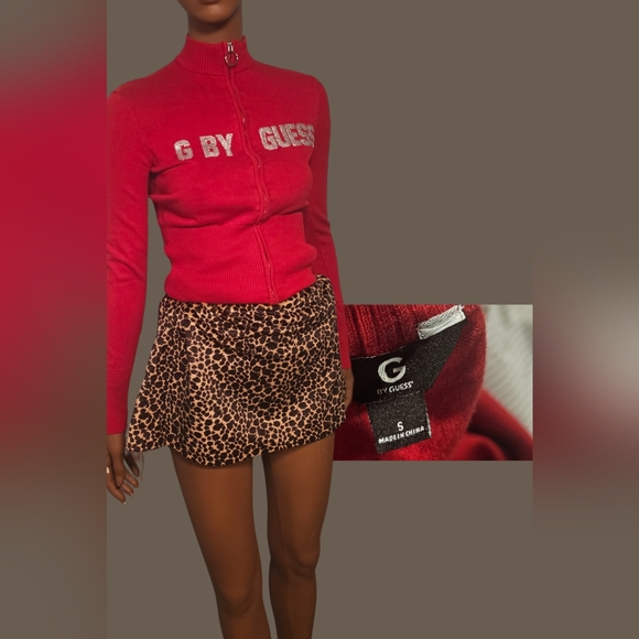 Vintage G by Guess Zip Up turtleneck sweater Size S stretchy With rhinestones - Picture 4 of 4